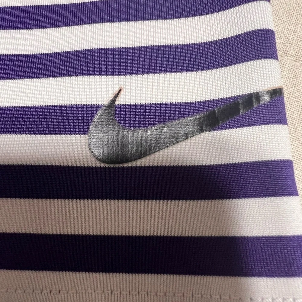 Nike Dri-Fit Purple and White Striped Polo Shirt. SZ/ L